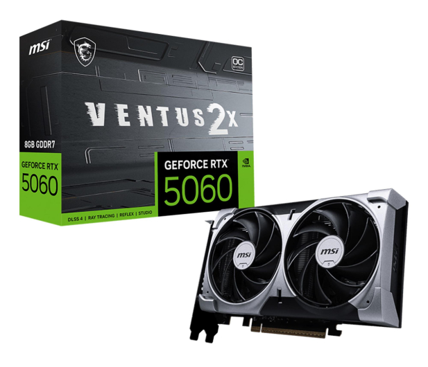 MSI GeForce RTX 5060 Ventus 2X OC 8GB GDDR7 DLSS4 - 1332824 - zdjęcie